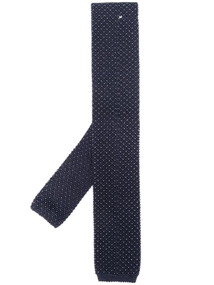 Canali Dotted Knitted Tie - Blue