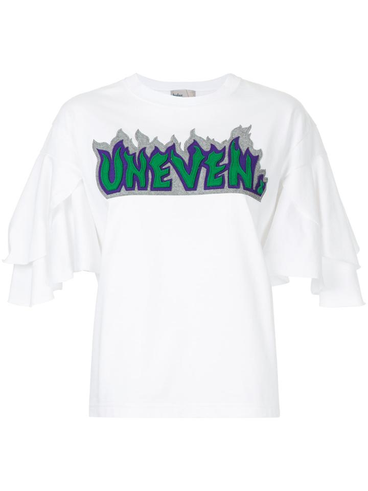 Kolor Embroidered Ruffle Sleeve T-shirt - White