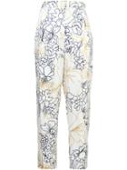 Roksanda Floral High Waisted Trousers, Women's, Size: 8, White, Silk/cotton/viscose