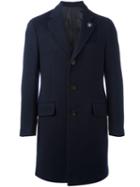 Lardini Single Breasted Coat, Men's, Size: 56, Blue, Cotton/acetate/cupro/wool