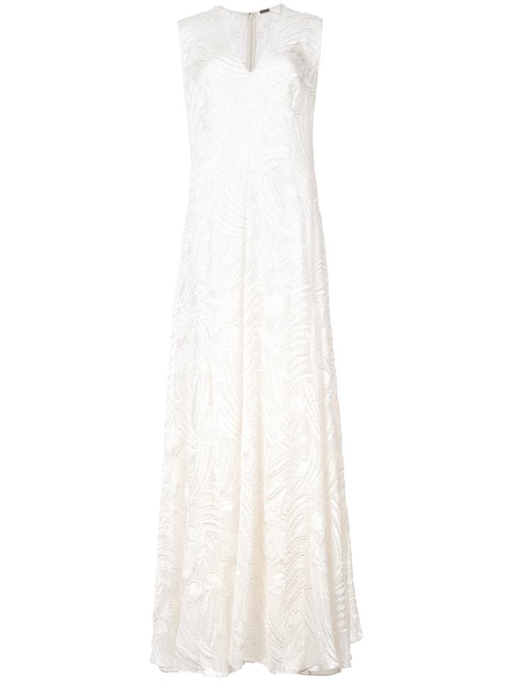 Adam Lippes Sheer V-neck Gown - White