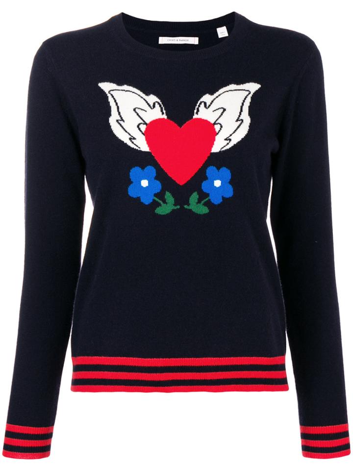 Chinti & Parker Cashmere Juliet Intarsia Sweater - Blue