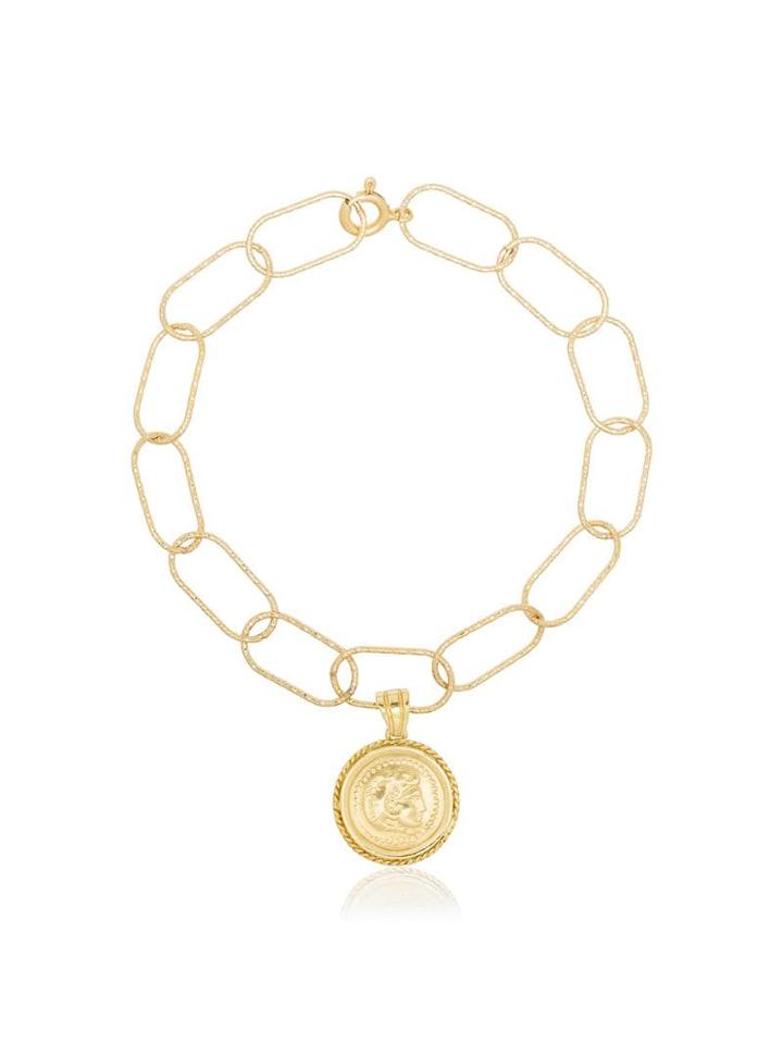 Hermina Athens Hercules Coin Pendant Bracelet - Gold
