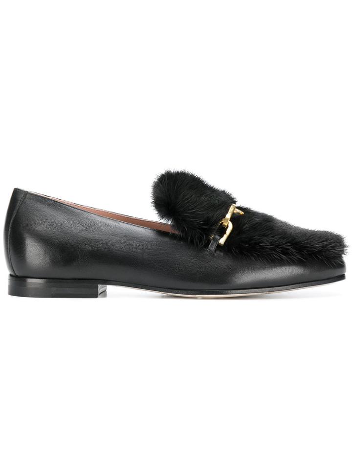 Max Mara Logo Plaque Loafers - Black