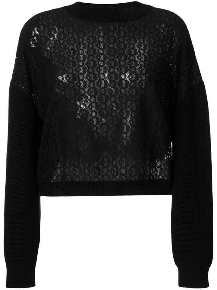 Red Valentino Knitted Lace Sweater - Black