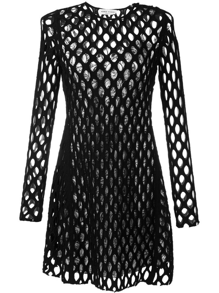 Sonia Rykiel Mesh Transparent Panelling Dress, Women's, Size: Xs, Black, Virgin Wool/cashmere