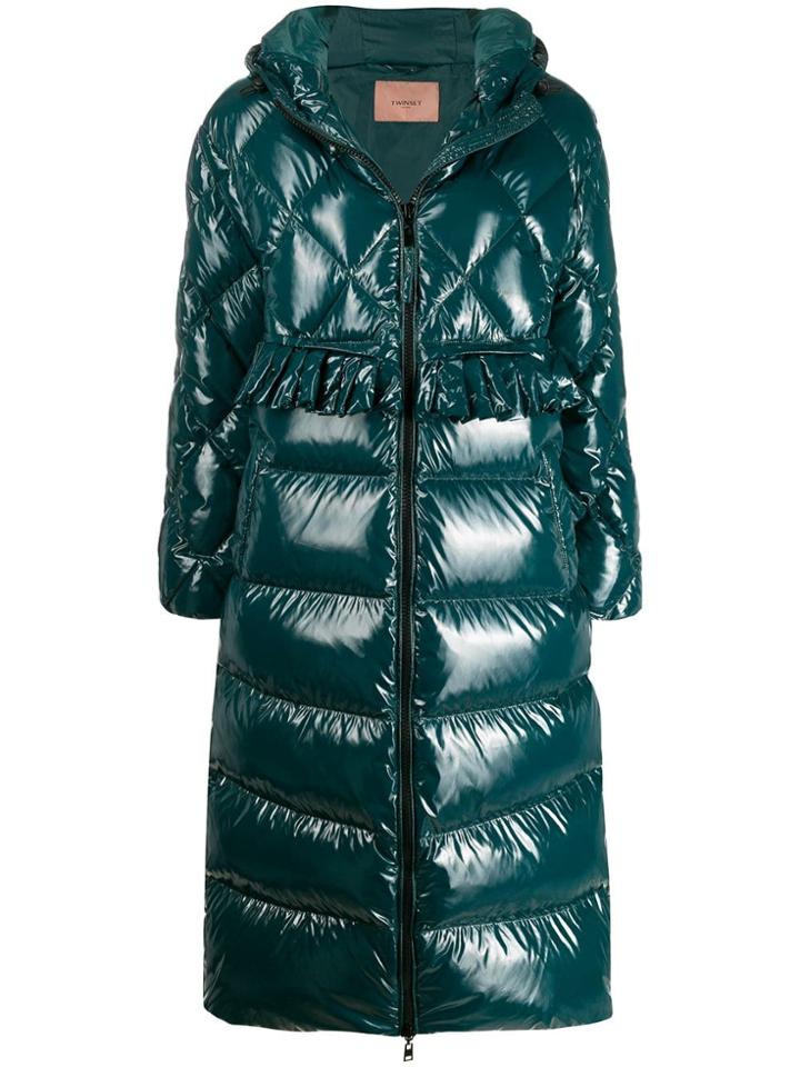 Twin-set Padded Long Coat - Green