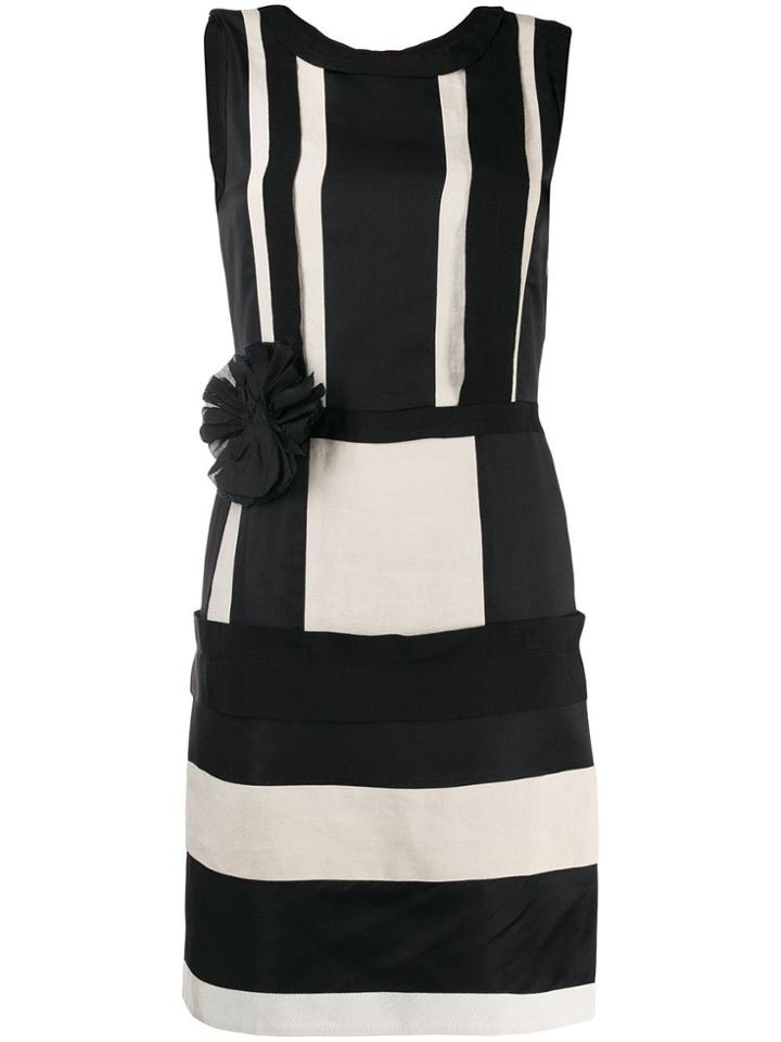 Lanvin Vintage 2010 Striped Pencil Dress - Black