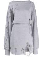 Faith Connexion Distressed Sweatshirt Dress - Grey