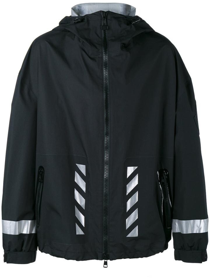 Moncler X Off-white Printed Parka Jacket, Men's, Size: 3, Black, Polyamide