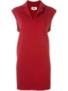 Mm6 Maison Margiela V-neck Shift Dress, Women's, Size: Medium, Red, Polyester/spandex/elastane