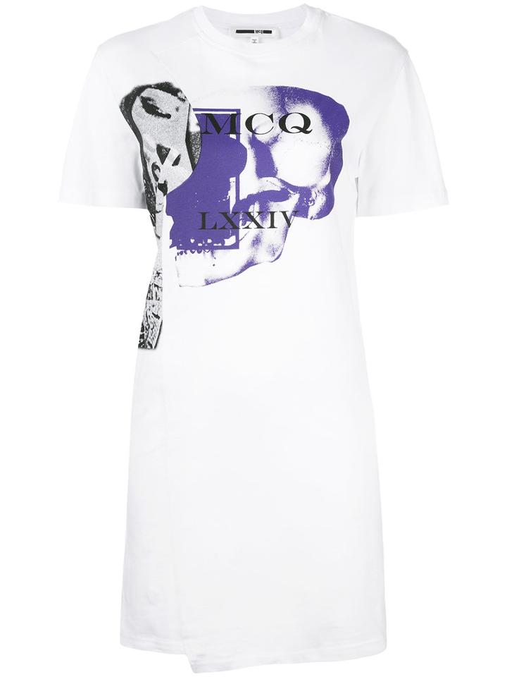 Mcq Alexander Mcqueen Logo Print T-shirt Dress, Women's, Size: Medium, White, Cotton