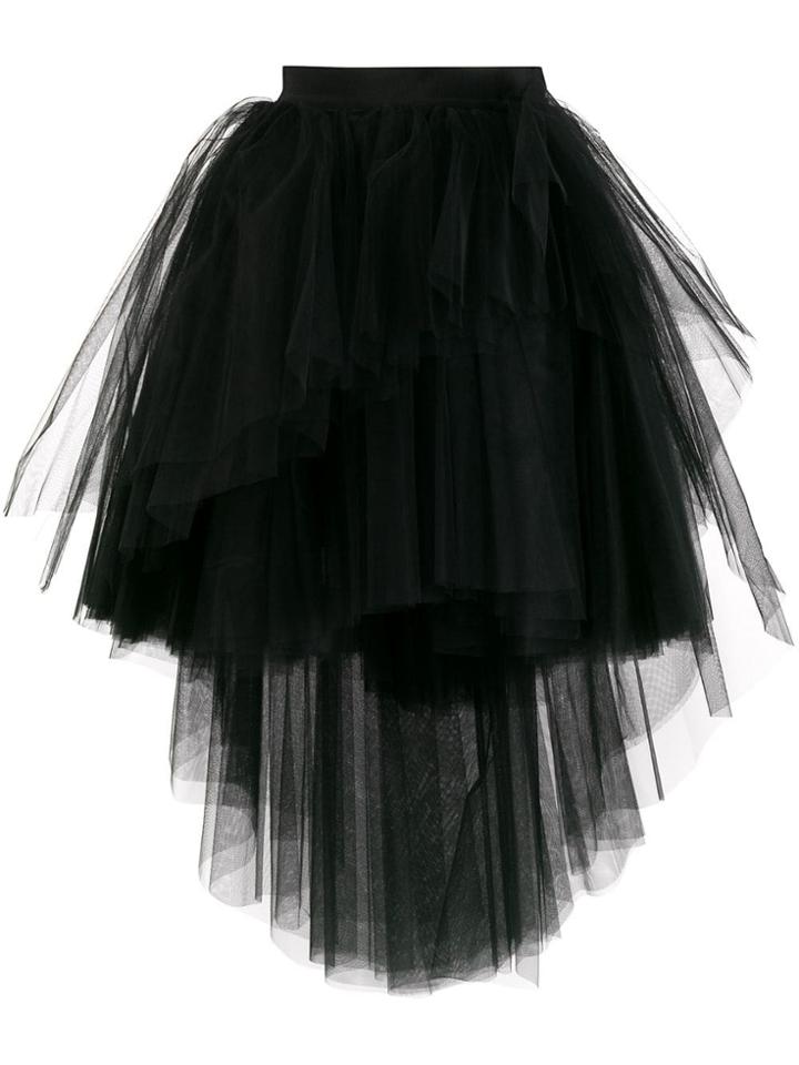 Brognano Tulle Asymmetric Hem Skirt - Black