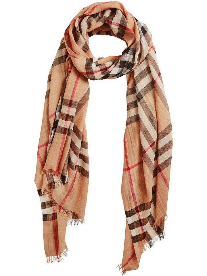 Burberry Lightweight Check Wool And Silk Scarf - Nude & Neutrals