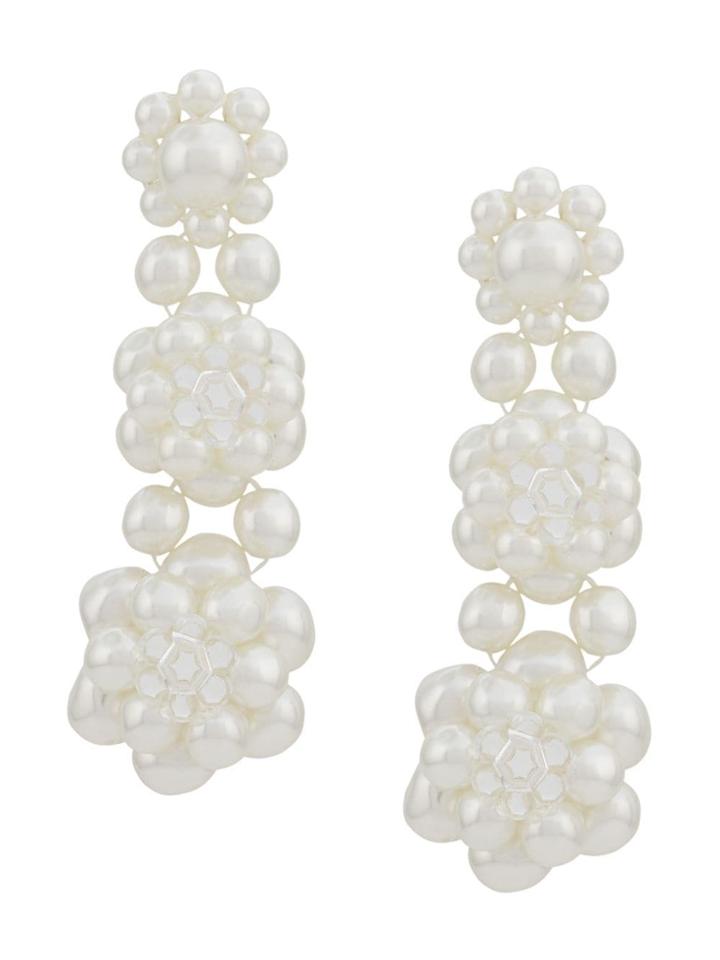 Simone Rocha Three Tier Drop Earrings - White