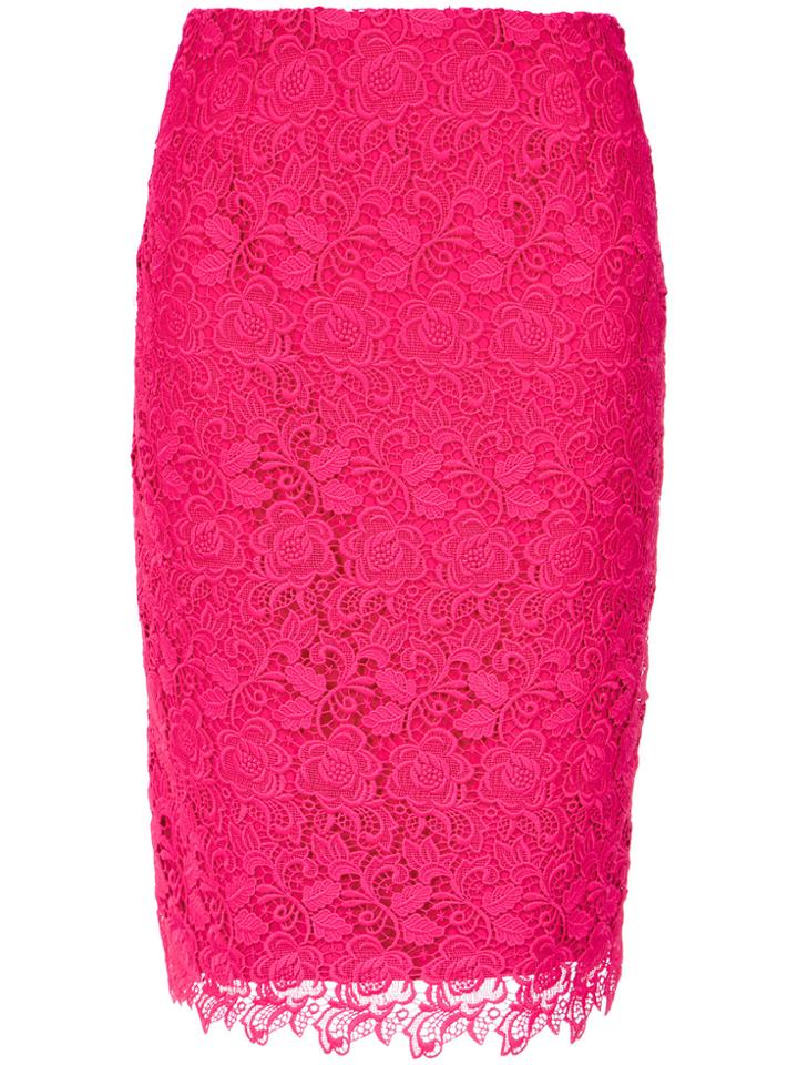 Martha Medeiros Lace Pencil Skirt - Pink & Purple