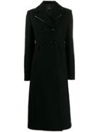 Pinko Patent Trim Double Breasted Coat - Black