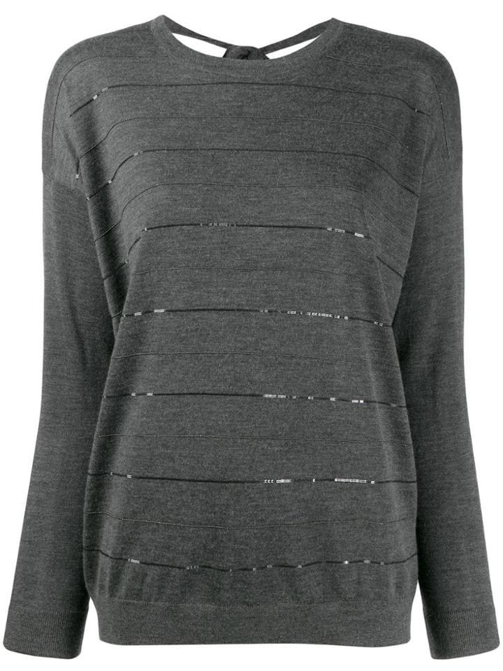 Brunello Cucinelli Striped Jumper - Grey