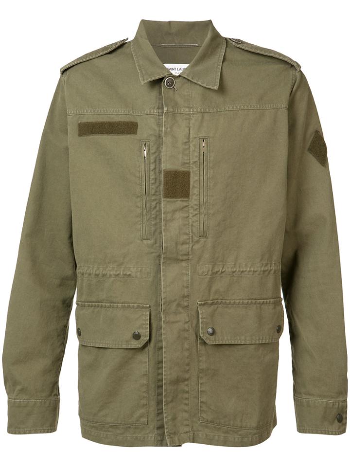 Saint Laurent Collared Military Jacket - Green