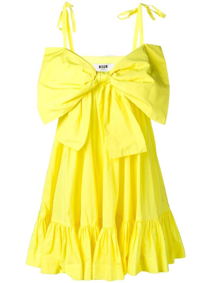Msgm Short Babydoll Dress - Yellow