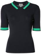 Grey Jason Wu - Contrast Polo Top - Women - Viscose - S, Blue, Viscose