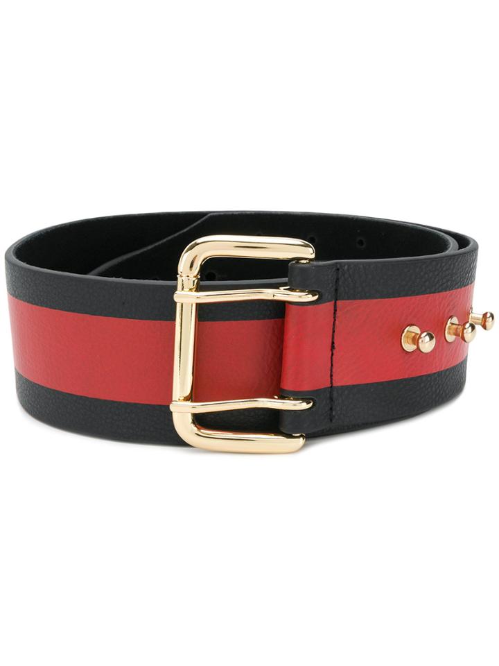 B-low The Belt Striped Buckle Fastened Belt - Black