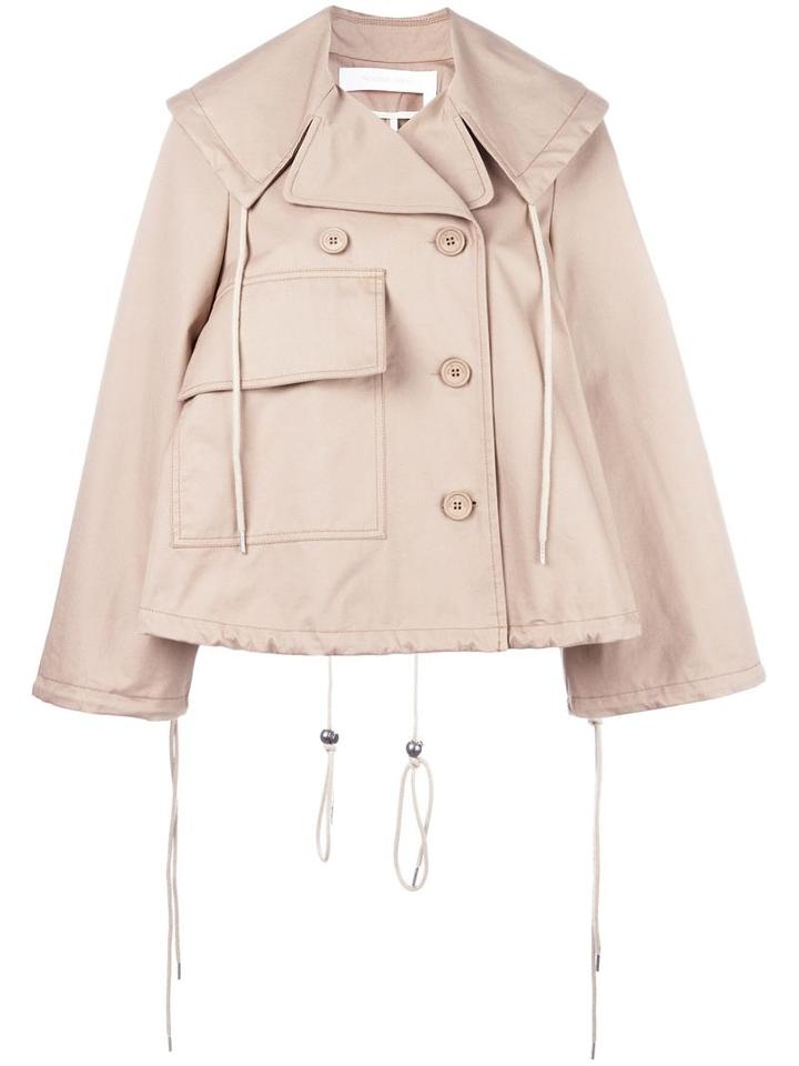 See By Chloé Short A-line Trench Jacket, Women's, Size: 36, Nude/neutrals, Cotton