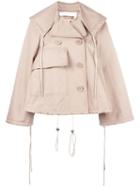 See By Chloé Short A-line Trench Jacket, Women's, Size: 36, Nude/neutrals, Cotton