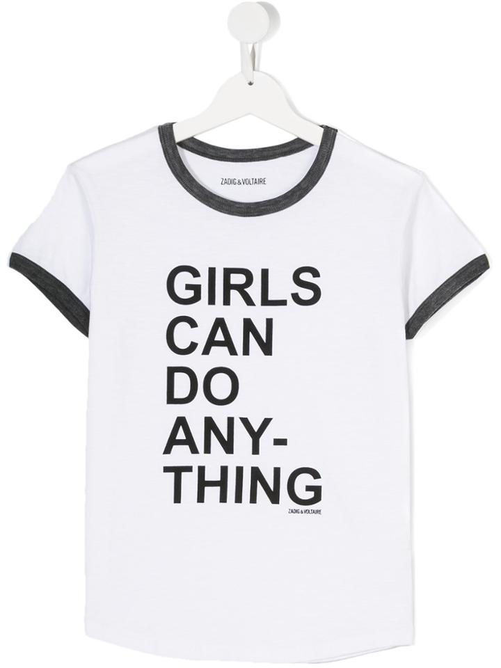 Zadig & Voltaire Kids Teen Piped Trim T-shirt - White