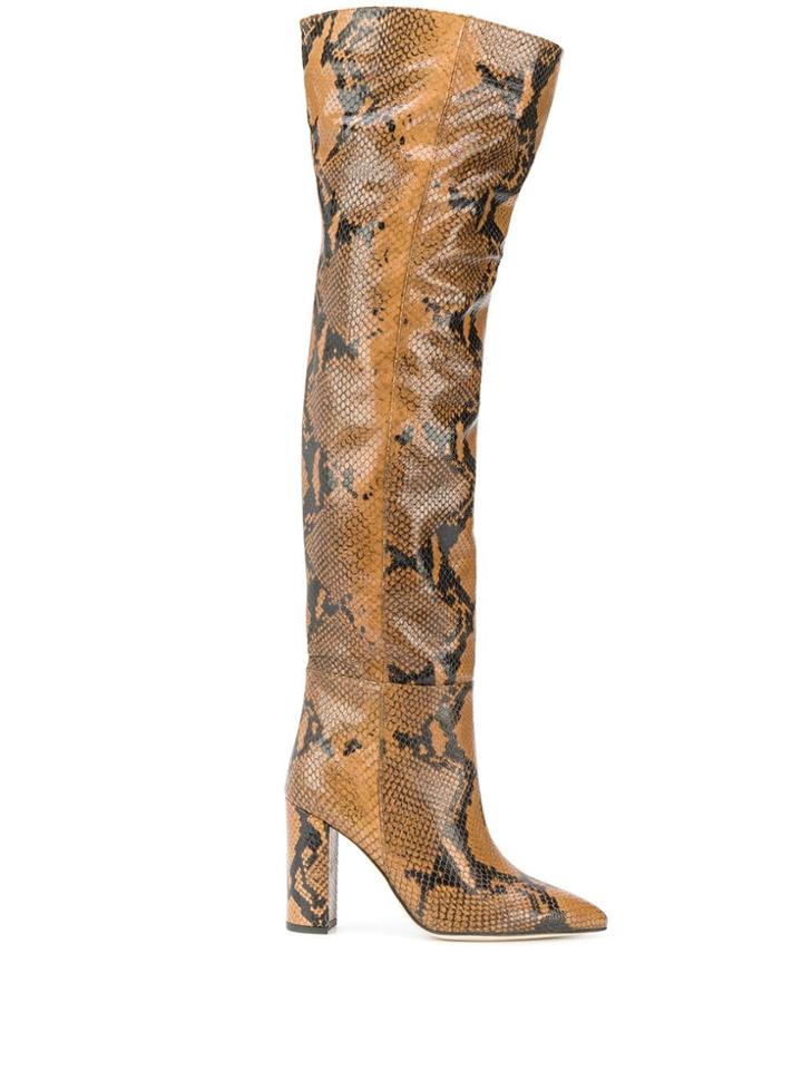 Paris Texas Snakeskin Effect Over-the-knee Boots - Neutrals