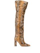 Paris Texas Snakeskin Effect Over-the-knee Boots - Neutrals
