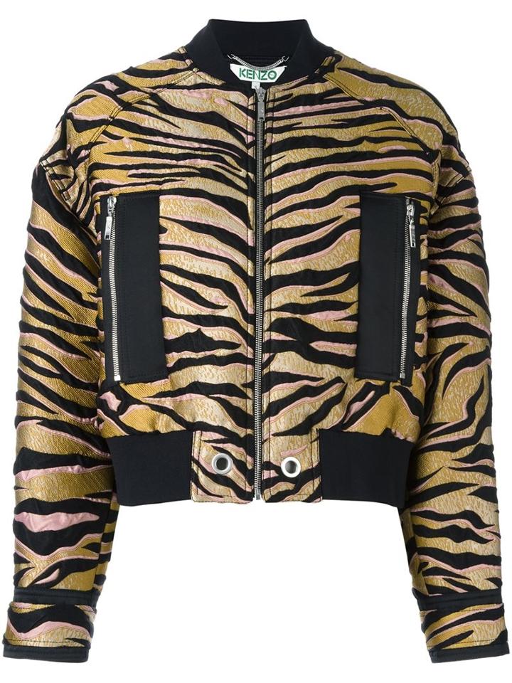 Kenzo 'tiger' Bomber Jacket, Women's, Size: Medium, Black, Silk/cotton/acrylic/wool