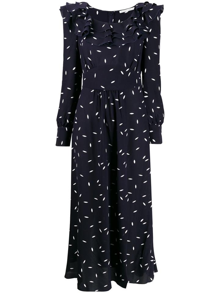 Alessandra Rich Petal Print Silk Dress - Blue