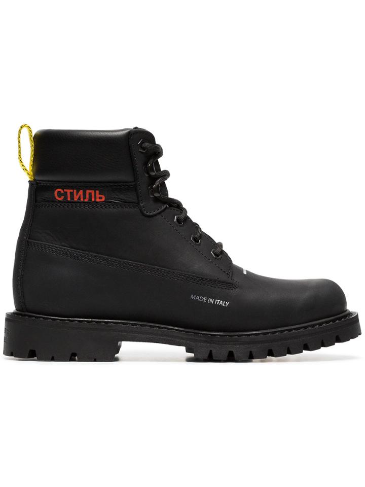 Heron Preston Black And Red Leather Lace-up Boots