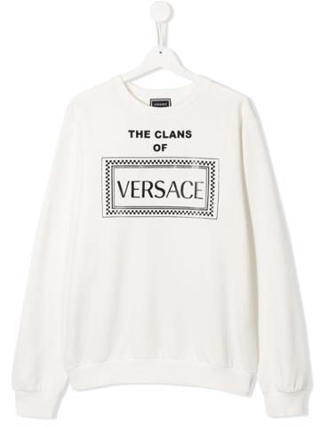 Young Versace Teen Logo Print Sweatshirt - White