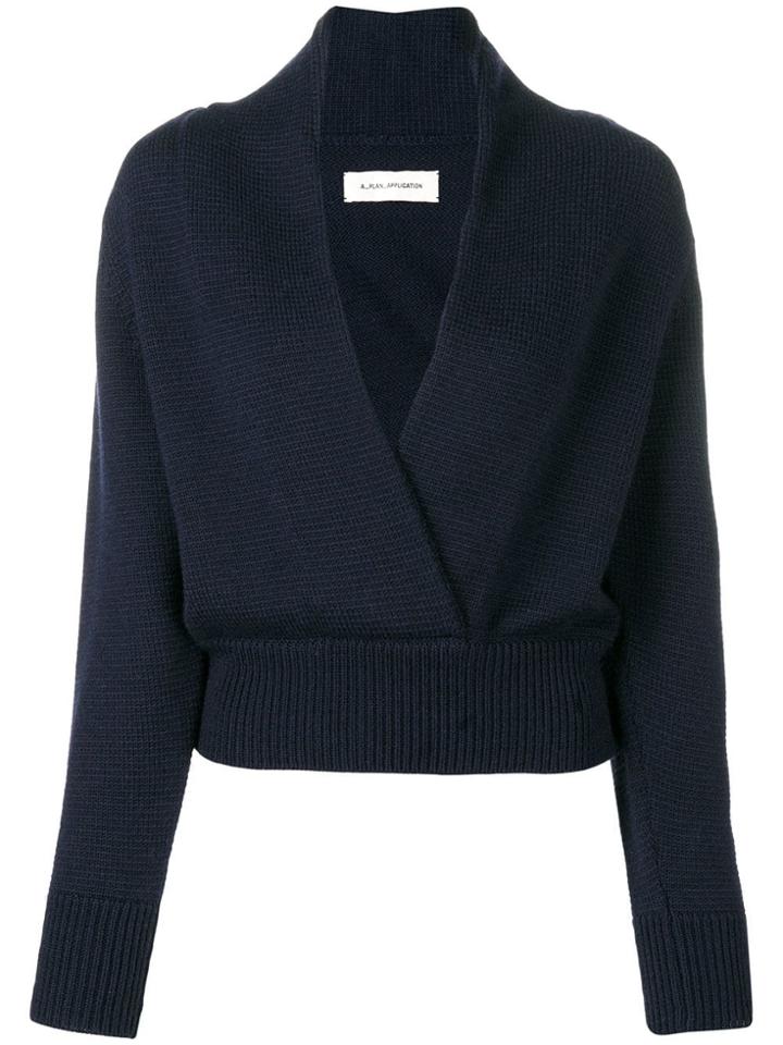 A Plan Application Cropped V-neck Sweater - Blue