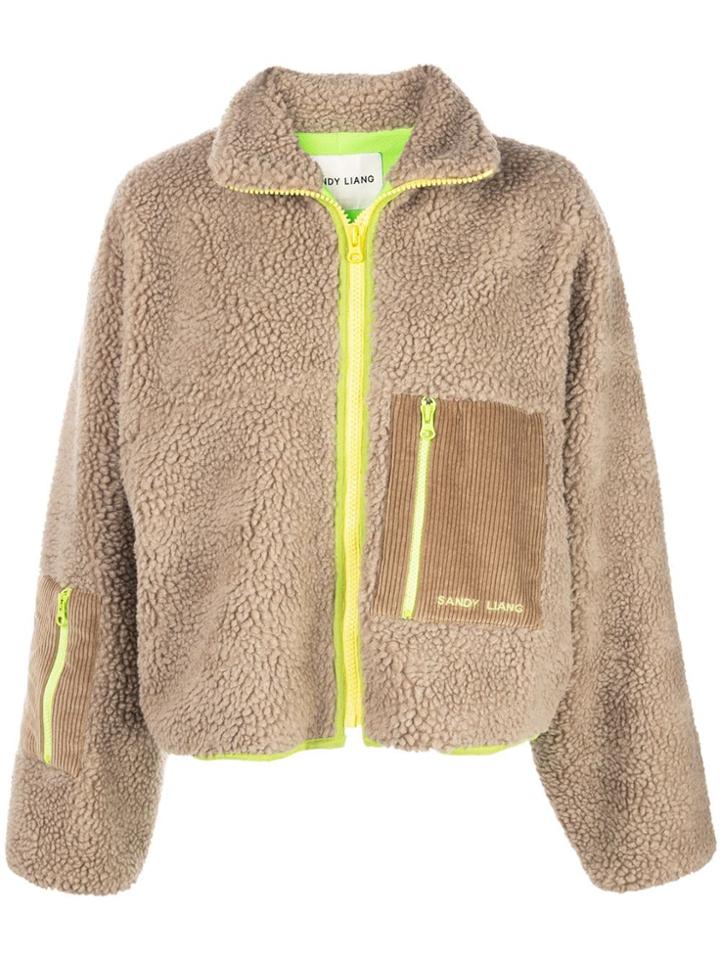 Sandy Liang Faux Shearling Jacket - Brown