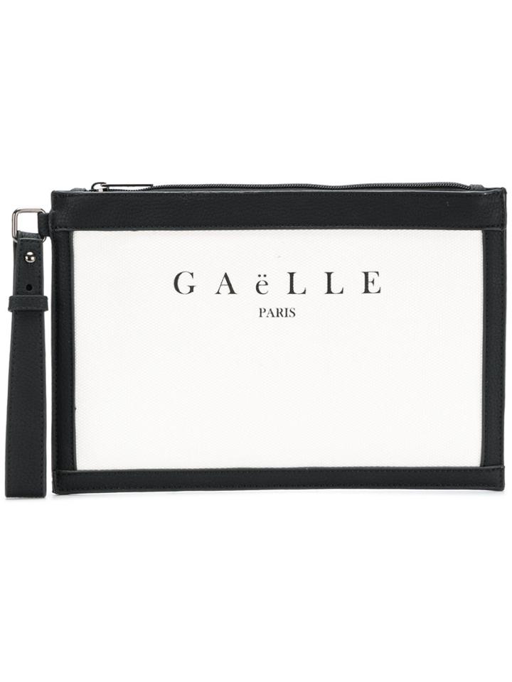 Gaelle Bonheur Logo Clutch - White