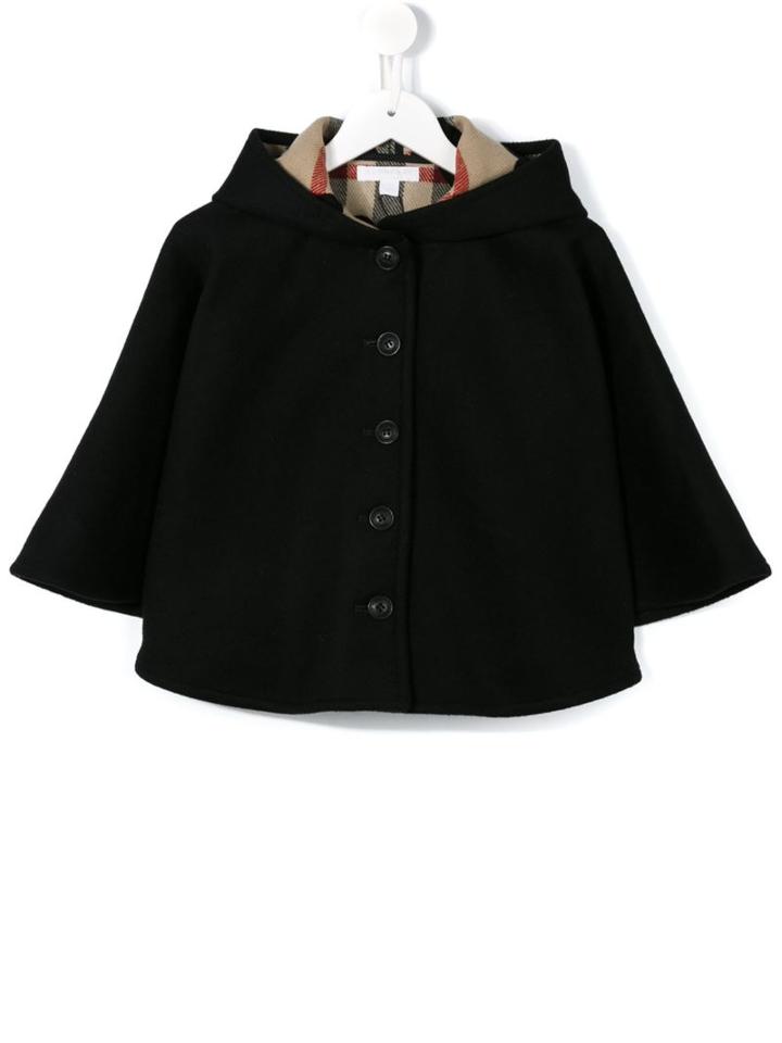 Burberry Kids Hooded Cape, Girl's, Size: 6 Yrs, Black