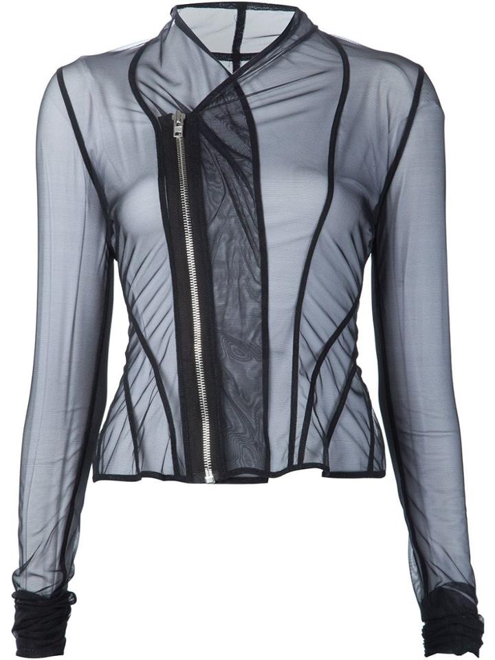 Rick Owens Lilies Sheer Draped 'princess' Fitted Jacket - Black
