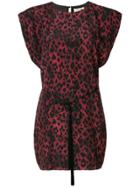 Saint Laurent Leopard Print Dress - Red