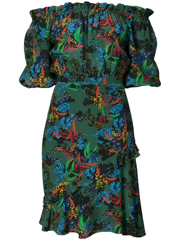 Saloni Off The Shoulder Bonsai Dress - Green
