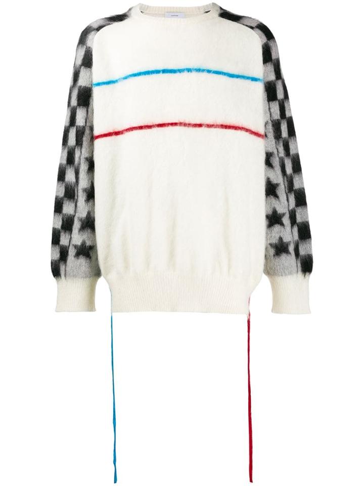 Facetasm Chequerboard Sleeve Jumper - White