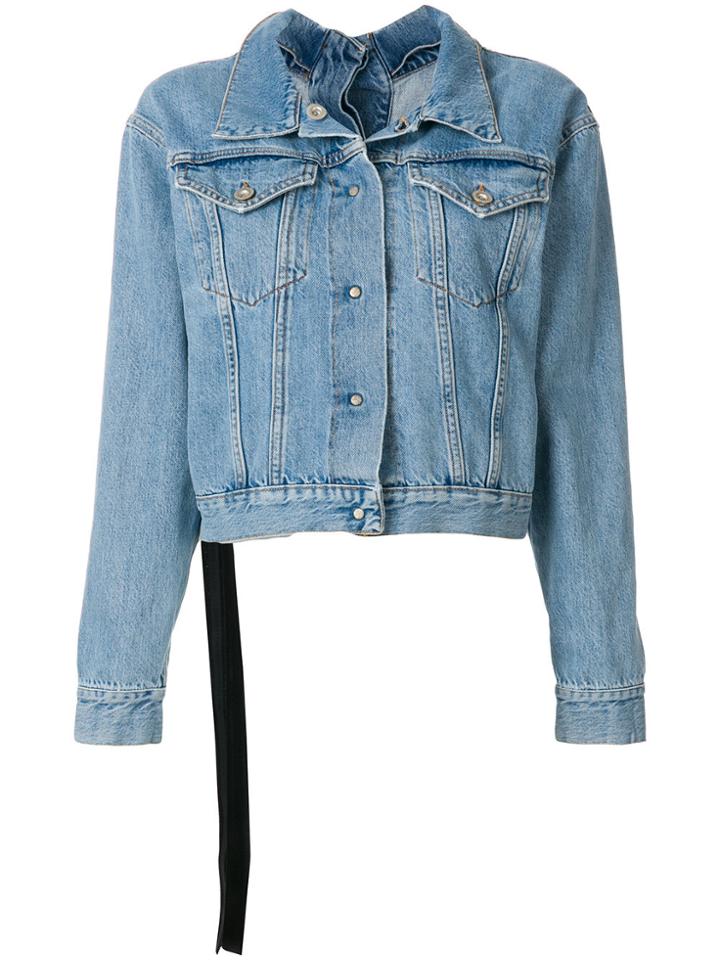 Unravel Project Cropped Denim Jacket - Blue