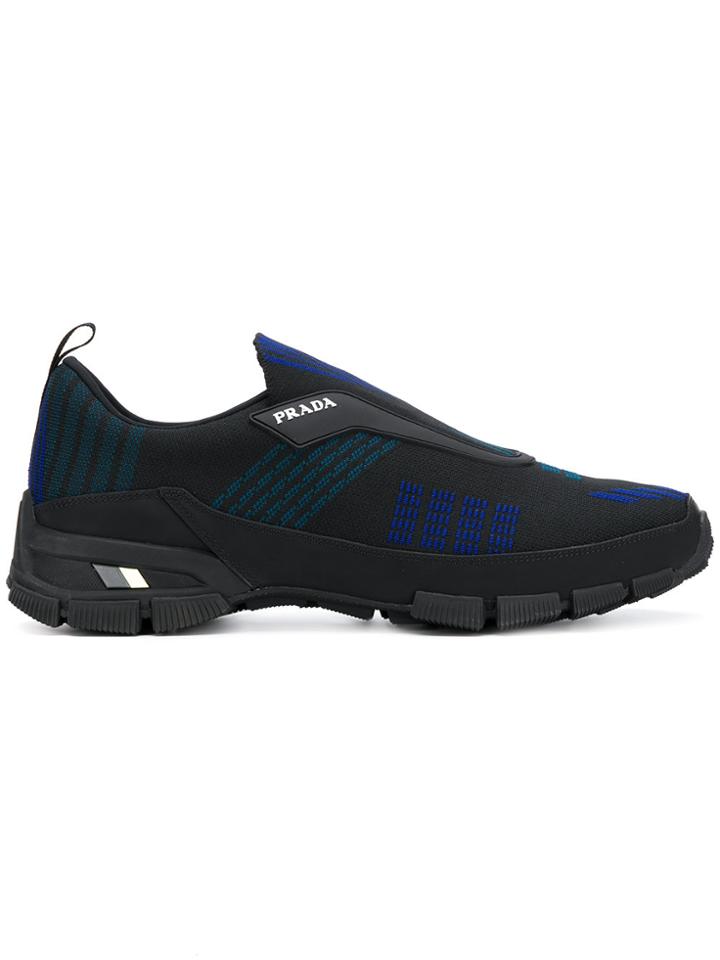 Prada Ribbed Slip-on Sneakers - Black