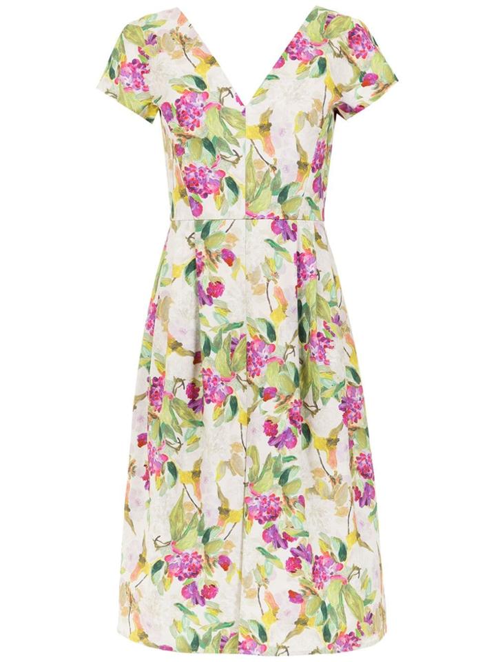 Andrea Marques Floral Midi Dress - Nude & Neutrals