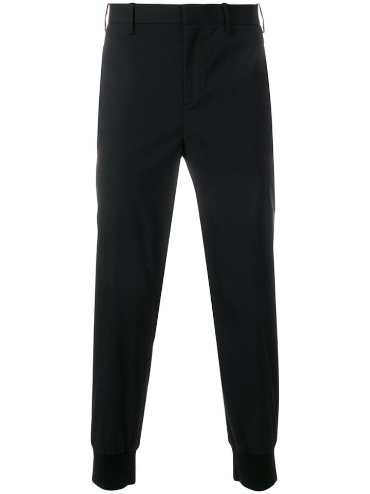 Neil Barrett Rib Trimmed Fitted Trousers - Black