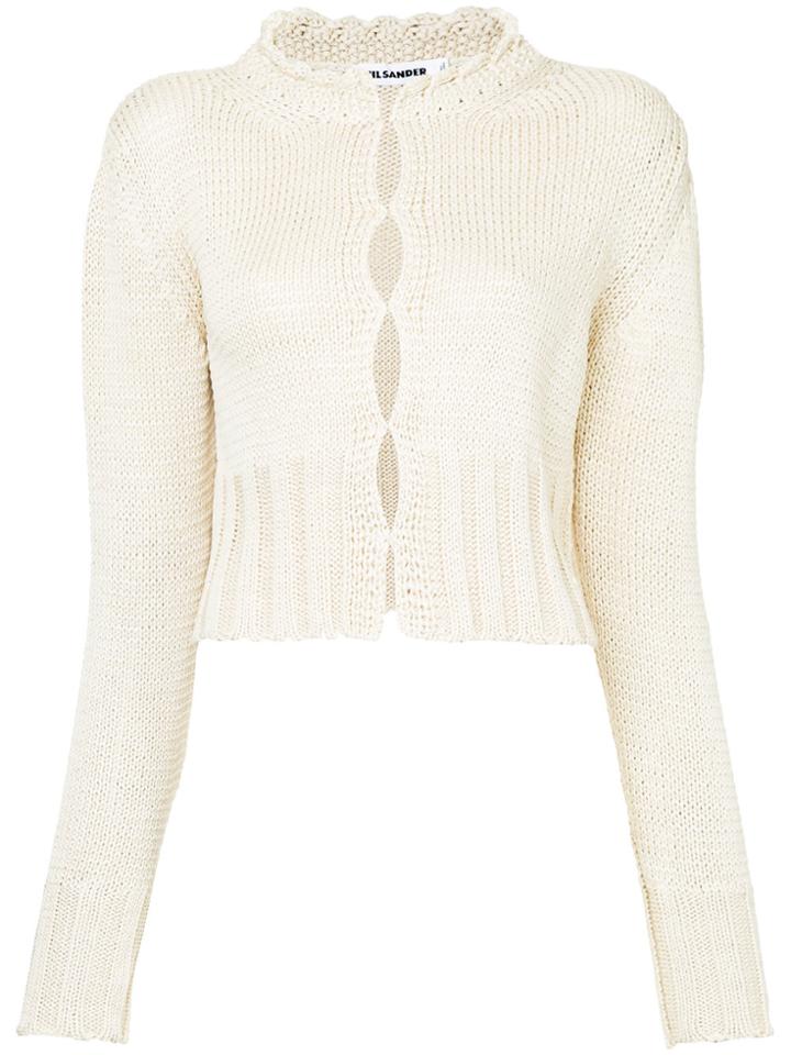 Jil Sander Scalloped-collar Cardigan - White