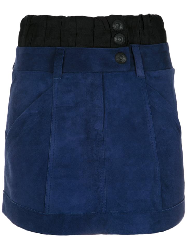 Andrea Bogosian Panelled Leather Skirt - Blue