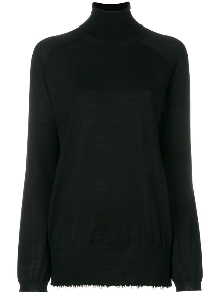 Mauro Grifoni Raw Edge Turtleneck Sweater - Black